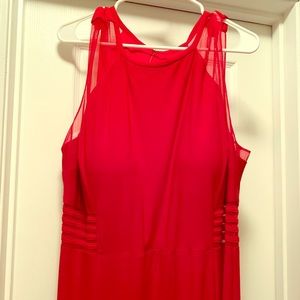 Red floor length evening gown